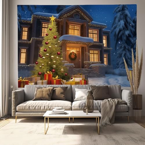 Cadeaux de Noël tapisserie murale tissu suspendu manoir pour décoration festive
