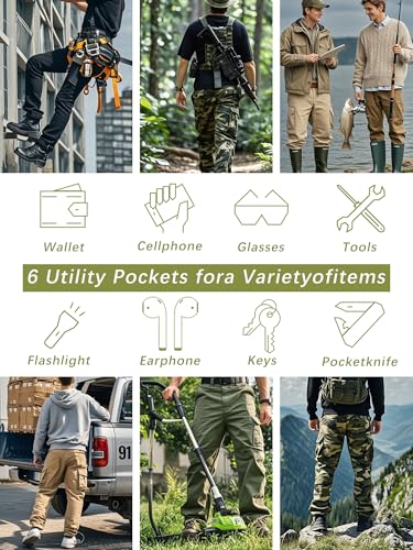 Men's Cargo Tactical Ripstop Casual Lightweight Baggy Military Combat M65 Work Pants with 8 Pockets(No Belt) 36 Red4