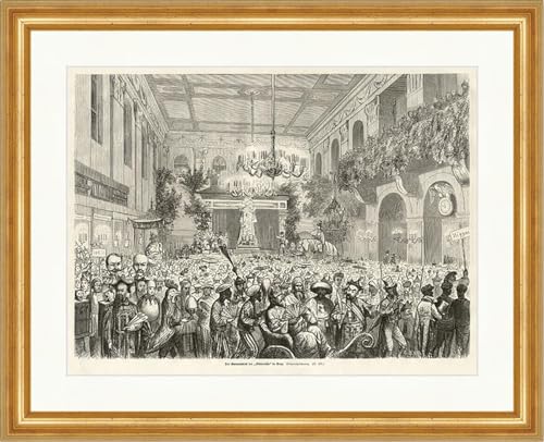 Gravure sur bois Schlaraffia à Prague cadre Biller Antik carnaval