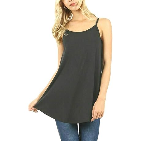 Invisible Shirt Extender for Regular and Plus Size Women - Reversible Spaghetti Strap Cami
