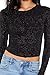 Forever 21 Women's Glitter Knit Button-Up Crop Top Black X-Small