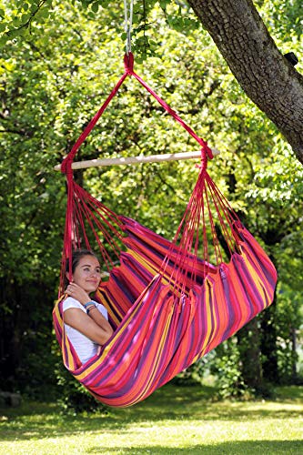 AMAZONAS Hängesessel wetterfest UV-beständig Relax Vulcano mit Querstab aus Holz 85 cm bis 120 kg buntgestreift - 6