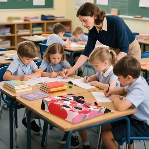 Bolsa de mano para niños y profesores con diseño rojo cereza minimalista 2