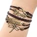 Bestpriceam Love Dragonfly Multilayer Knit Leather Rope Chain Charm Bracelet DIY Gift (Brown)