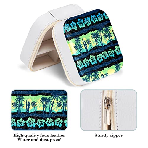 Boîte à bijoux pour colliers et bagues, coffret compact motif surf anti-rayures - 5