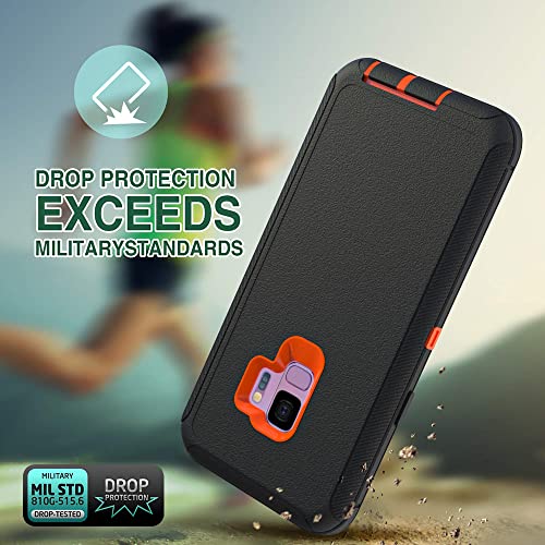 Image of Case for Galaxy S9 Plus, Heavy-Duty Tough Rugged Shockproof Drop Protective Cover Cases for Samsung Galaxy S9 Plus, Black+Orange