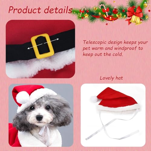 Irayin Pet Christmas Costumes Dog Suit Santa Claus Suit Christmas Pet Clothes Pet Christmas Cloak Dog Cat Christmas Costume Santa Claus(S) - Image 3