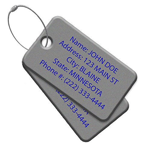 Custom Luggage Tags used for Travel Tags for Luggage, Luggage Tags for Suitcases, Travel Luggage. Made with Eye Catching High Visibility High Impact Acrylic. Each Luggage Tag includes a Wire Ring Loop