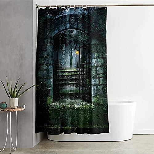 Rideau de douche 180x180cm polyester château imperméable pour salle de bain