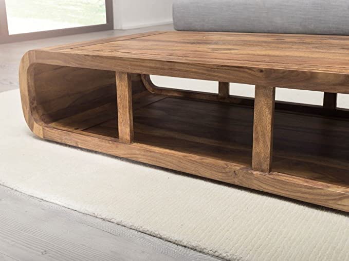Image of SONA ART & CRAFTS Wooden Center Coffee Table for Living Room Home with Shelf Storage | Wooden Coffee Table | Center Table for Living Room | Tea Table | Natural Honey Teak Finish
