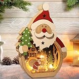 Weihnachtsdeko, LED Weihnachtsschmuck aus Holz, Weihnachtsmann Leuchtende Deko, Laterne Weihnachten Tischdekoration, Weihnachtsbeleuchtung aus Holz, Weihnachtslaternen für Innen Schlafzimmer Tischdeko
