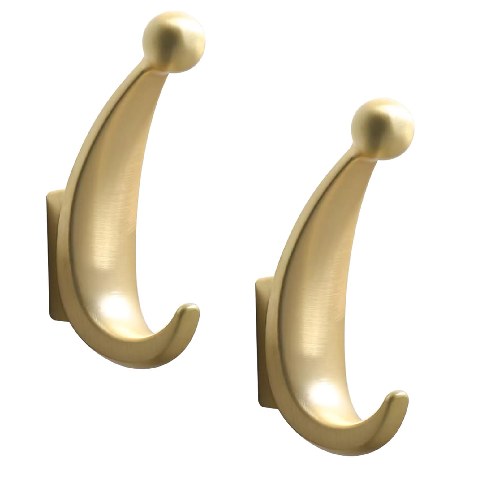 Yundoza Door Hooks Screw in, 2 Pack Metal Bathroom Towel Hook for Coat Robe Keys Clothes Bags(Brushed Gold)