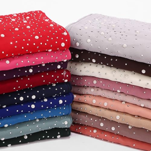 Muslim Wrinkles Pearl Chiffon Hijab Head Scarf Women Solid Bubble Wrap Shawls Long Hejab Shawls4