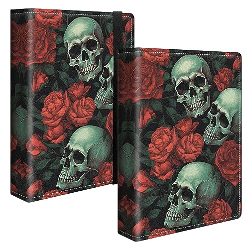Image of Skulls Rose Photo Album 4x6 120 Pockets Photos with Strong Elastic Band, Small Mini Albums Sheet Protector Folder for Photos, Album for Family Wedding Baby Women Men Vacation Gift