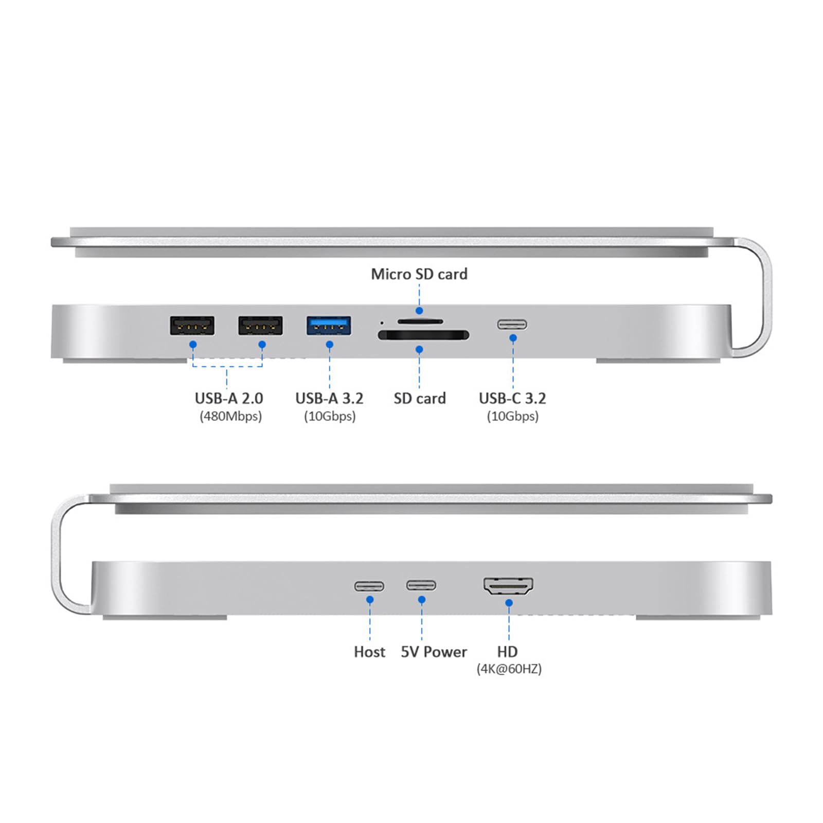 Supporto in alluminio USB C Drive Enclosure Per 2024 Tipo Docking Station Case Card Reader Espansione Stand Dock Con Ricarica USB