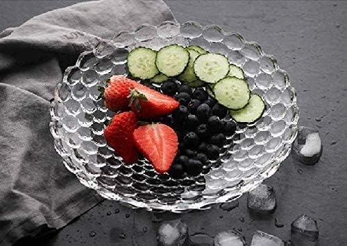 Image of CRIYALE Glass Fruit Bowl Plate for Dining Table Classic Bubble Design Dry Fruit Chocolate Tray Crystal Decoration Serving Bowl Dessert Plate