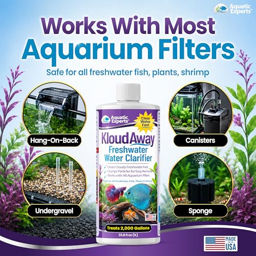 Image of KloudAway Aquarium Water Clarifier - Clears Cloudy Water in Freshwater Fish Tanks, 1 Liter, Made in USA, Aquatic Experts
