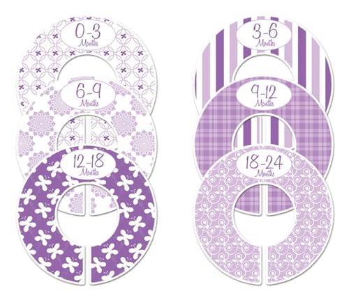 Image of 6 Baby Girl Nursery C134 Clothing Size Closet Dividers Purple Theme