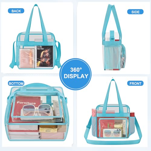 Image of Busiuw Clear Bag for Stadium Events, Stadium Approved 12x12x6 Clear Tote Bag for Sport Fan, Work Concert Travel