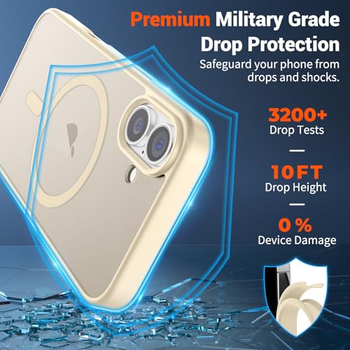 Image of SUPFINE Magnetic for iPhone 16 Plus Case (Compatible with MagSafe) (Military Grade Drop Protection) Slim Translucent Matte Shockproof with Anti-Fingerprint Phone Case,Antique White