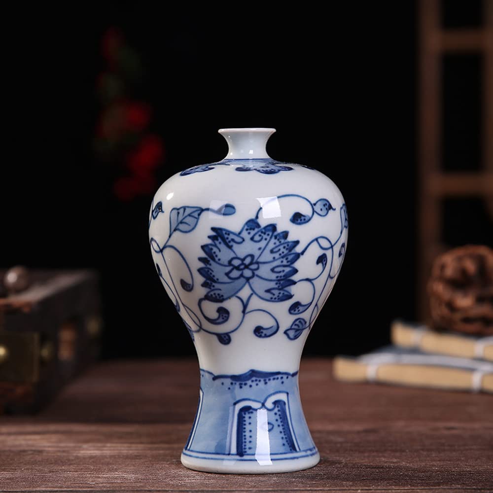 asdchZen Small Blue And White Porcelain Vases Blue Chinoiserie Decor Ceramic Flower Vases Chinoiserie Porcelain Classic Decor For Ornamental Vase Table Centerpieces Bookshelf Decor,G