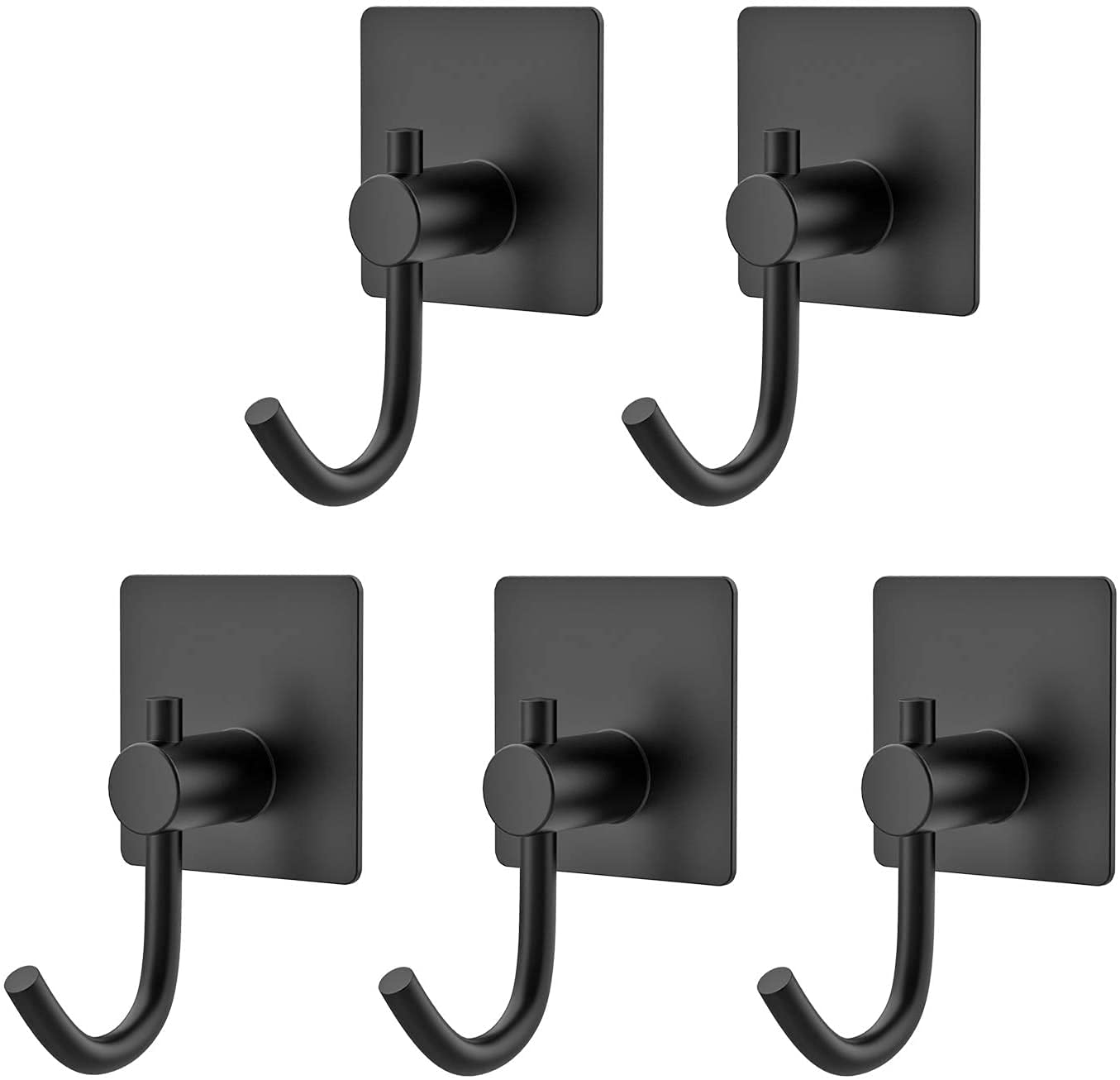 JD FRESH® 10 Pieces Adhesive Wall Hanging Hooks Heavy Duty for Wall, Sticking Hooks Used for Bathroom Toilet and Multipurpose Work Square Design Black Color - 10 PCS, Stainless Steel