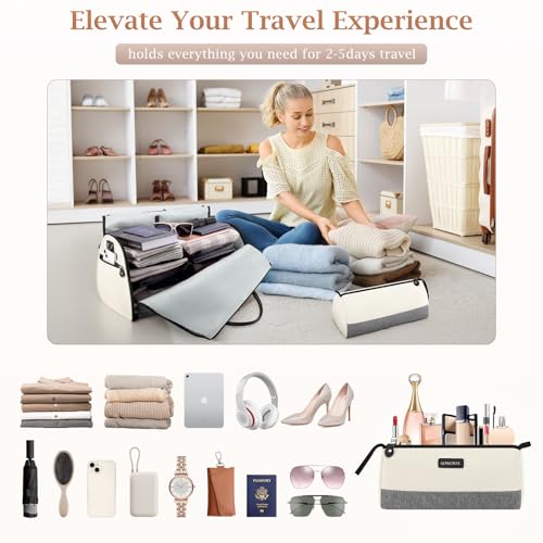 Travel Garment Bag, Convertible Garment Duffel Bags Combo with Shoe Compartment Toiletry Bag, Carry-On Weekend Overnight Bag for Women Man, 2 in 1 Hanging Dress Luggage Suitcase Suit Business Trip2