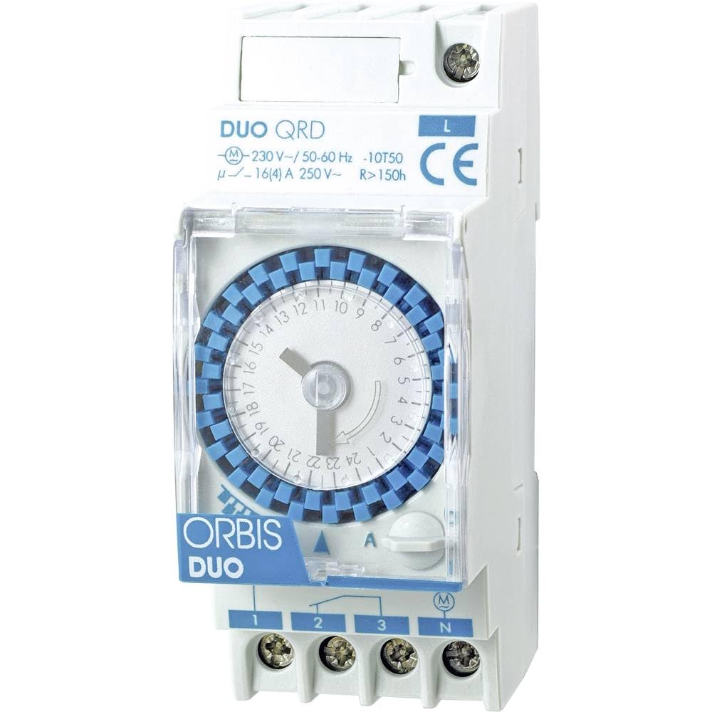 Duo QRD 250 V INTERRUPTOR HORARIO ANALOGICO 2 Mod. DIARIO MANIOBRA 30 MN Con RESERVA >150 H. 16(4) A