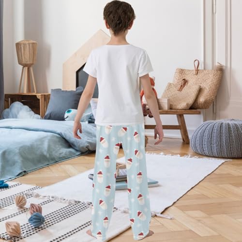 Boy's Lounge Pants Christmas Man Light Blue Kids Jogger Pants Elastic Waist Long Bottoms with Pockets 6-14 Years3
