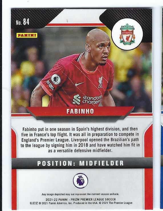 Miniatura 2 de FABINHO 2021-22 Panini Prizm English Premier League Soccer #84 Card Liverpool FC