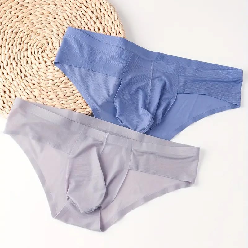 2 Pcs Men's Briefs UltraThin Fashionable, Slightly Transparent, Moisture
