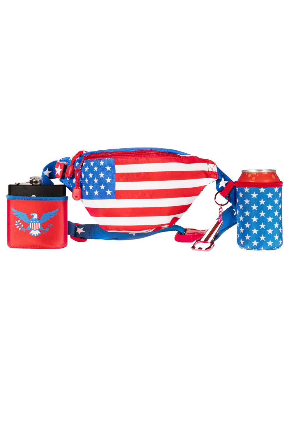 Tipsy Elves American Flag Fanny Packs with Drink Holder - USA Fanny Pack for 4th of July BBQ, Pool Party and Events