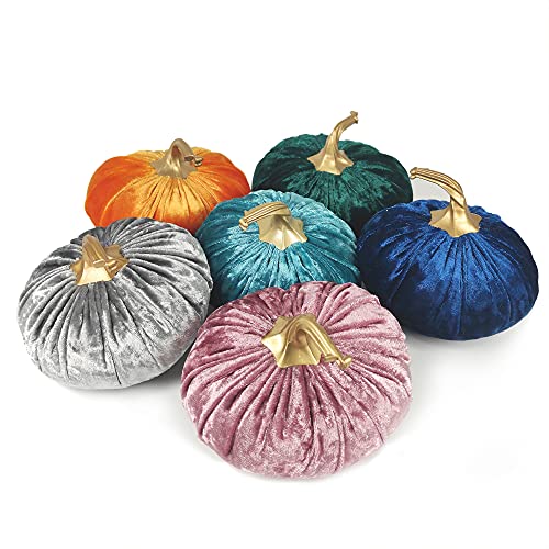 Ogrmar 6 Pack Velvet Artificial Pumpkins Set Velvet Fabric Decoration Pumpkins Lifelike Harvest Pumpkins for Halloween Fall Harvest Festival, Thanksgiving Decoration Ogrmar 6 Pack Velvet Artificial Pumpkins Set Velvet Fabric Decoration Pumpkins Lifelike Harvest Pumpkins for Halloween Fall Harvest Festival, Thanksgiving Decoration