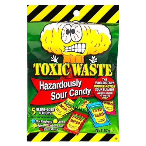 Toxic Waste Hazardously Sour Candy Sweets - Double Action Sour Flavour 57g - 1x Share Bag