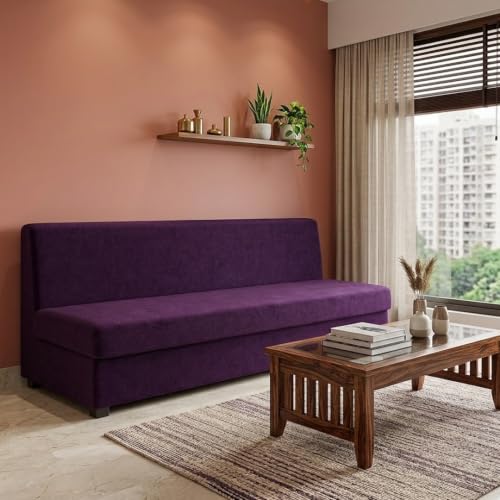 Image of FURNY Signature Regalia 3 Seater Sofa Set | Boucle Weave Fabric | 40D Foam + Zigzag Spring | 3-Yr Warranty (Royal Purple) | Modern Living Luxury Sofa Set for Home, Office & Hotel Spaces