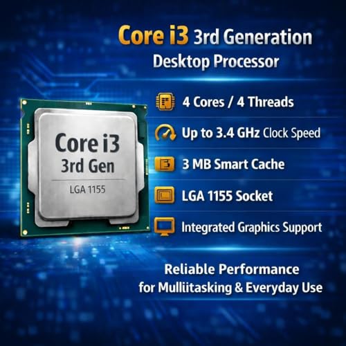 Image of Core i3 3210 /3220 /3225 /3240 /3245 /3250 3rd Generation, 2.8 /2.9 /3.0 /3.2 /3.3 /3.4 /3.5 GHz, LGA 1155 Socket, 2 Cores, 4 Threads, 3 MB Cache, Desktop Processor, 1 Year Warranty (Silver)