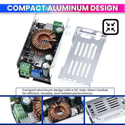 Image of amiciSolar 6A DC-DC Buck Converter 13-90V to 1.5V-60V Step-Down Power Voltage Regulator Module - Adjustable Output, High Efficiency for Electronics, Battery Charging & More