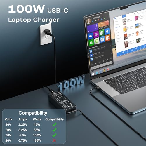 Image of WZXHU 100W USB C Laptop Charger for Mac Book Pro /Air 16 15 14 13 Inch | Fits Mac Book Air 2024-2026, Lenovo ThinkPad Yoga ThinkBook, Acer Asus Google Samsung iPad, Fast Charging Type C Adapter Cord