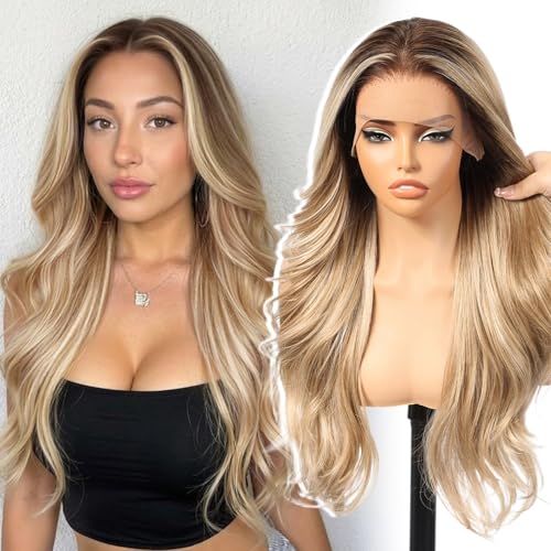 KOME Dirty Blonde Synthetic Lace Front Wig,13x4 HD Lace Old