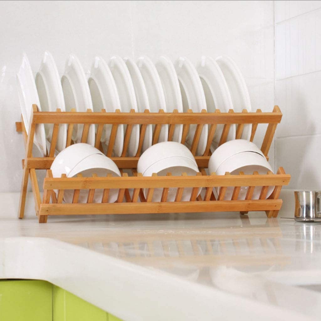 Escurre Cubiertos de Cocina Estante Plegable para Platos Estante para Platos De Bambú para Cocina Escurreplatos Armario (Size : 20 Cells)