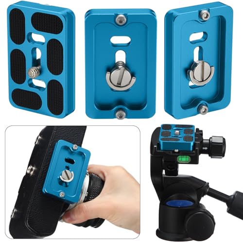 Placa de liberación rápida Frienda PU60 azul con tornillo de 1/4 para trípode de cámara DSLR 4