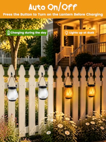 4 Pack Solar Lanterns Outdoor Waterproof Hanging Flame Halloween Lights - image 7