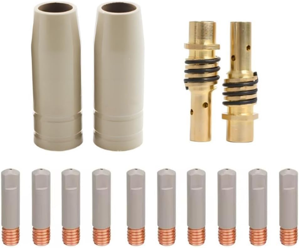 14PCS Welding Nozzle Set for 15AK with 1 2mm NonStick Coating Protection Nozzles and Copper Electrode Clips for Better Heat Resistance
