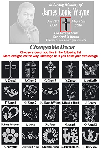 Zatanmulo Personalized Gravestone For Human With Photo, Custom Black Granite Headstone, Temporary Or Permanent Grave Marker, Cemetery Garden Memorial Stone #TOP4