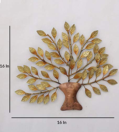 Image of AntarYuga Metal Iron (SMALL LEAF TREE) Decorative Wall Art /Sculpture for Home Living Room /Bedroom /Hotels /Office /Cafe etc. Size (16 * 1 * 16 INCH - Multicolor)