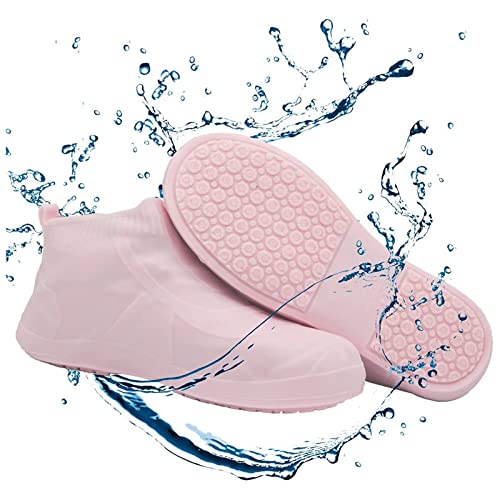 1 Paires Couvre Chaussures Imperméables, Portable réutilisables Imperméables Silicone Chaussures Couvre, Semelle Renforcée Antidérapante, pour Pluvieux, Neigeux, plein air, jardin etc (Pink S) Cover