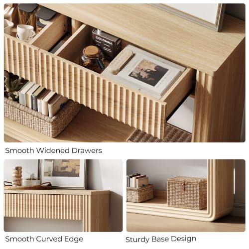 LINSY HOME Console Table with 2 Drawers, Fluted Entryway Storage, Light Oak by LINSY HOME - Used condition - Image 5