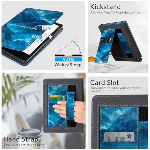 Image of CoBak Stand Case for 7 inch Kindle Paperwhite 12th Gen 2024 and Kindle Colorsoft with Hand Strap - Compatible with iPhone MagSafe, for Samsung /Belkin /Anker Wireless Charging Pads, Durable, Auto Sleep Wake