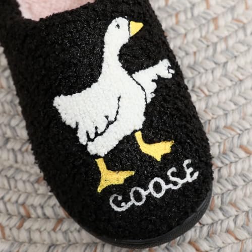 Cute Kawaii Goose Plush Fuzzy Soft Warm Fluffy House Slippers for Women Anti-Slip Rubber Sole Slides2