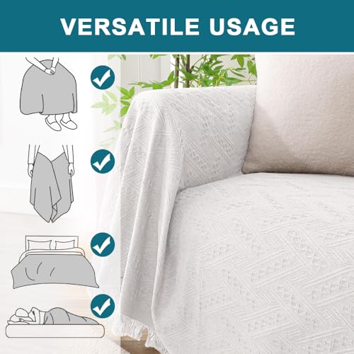 Turquoize TQCOTTONCOVERTX-71118-WHITE Couch Cover Sofa Covers Washable Couch Covers thumb #3